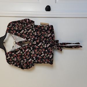 Soft, stretchy, black floral top